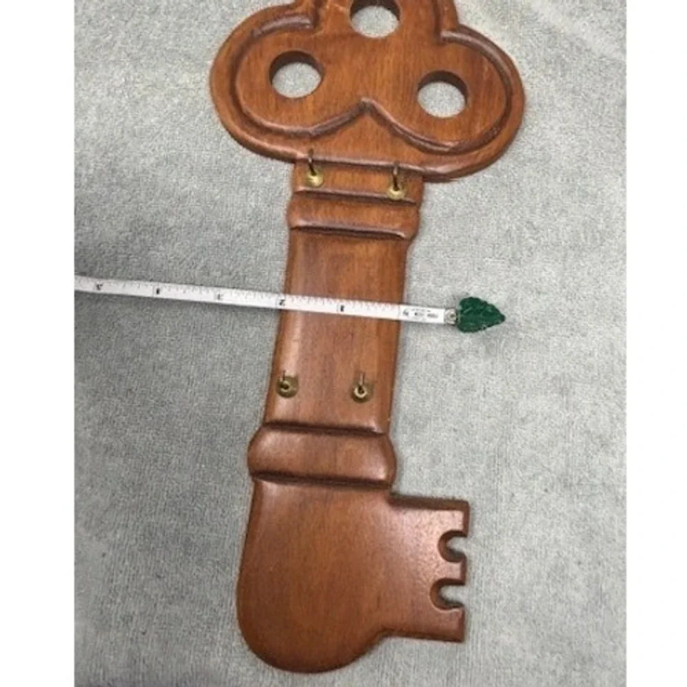 Vintage Wooden Skeleton Key Wall Hanging Decor 4 Hook Key‎ Rack Brown 13